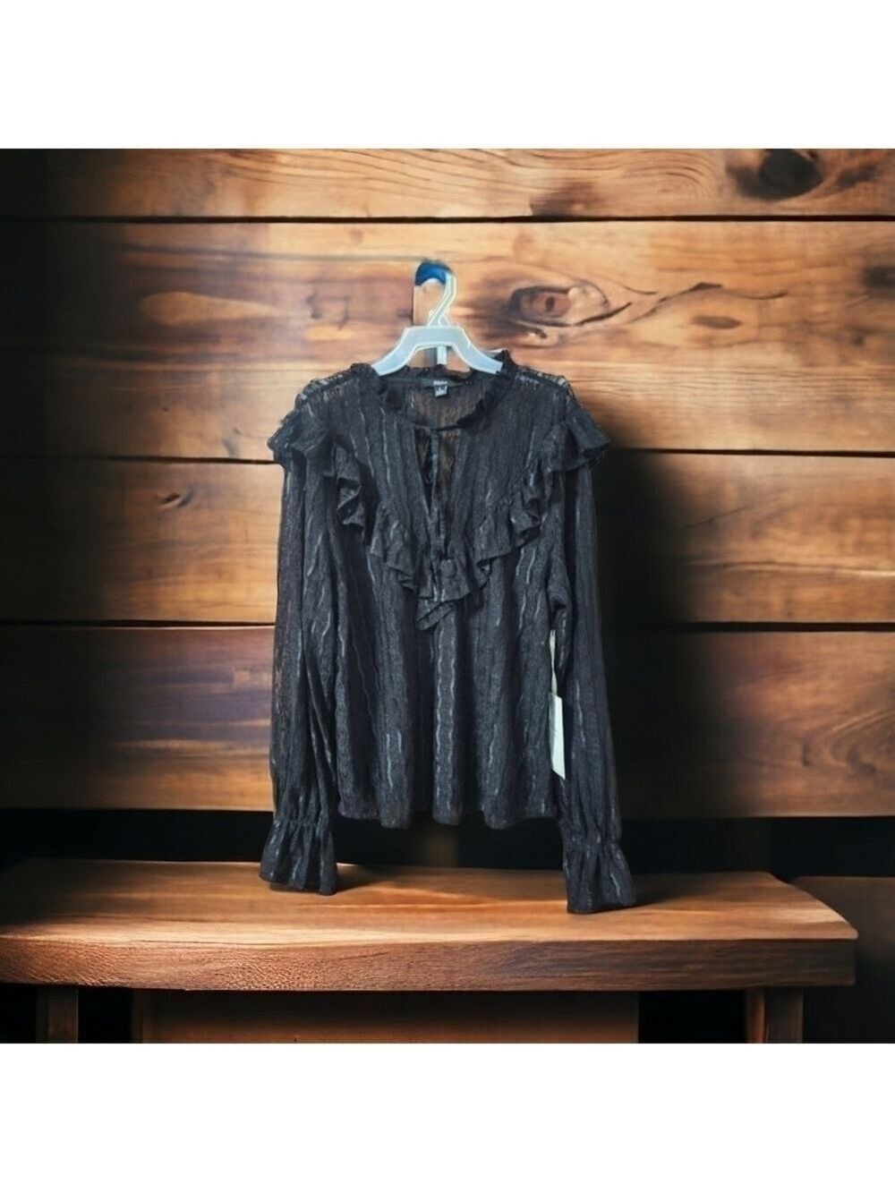 Long  Sleeve Blouse Lace Sheer